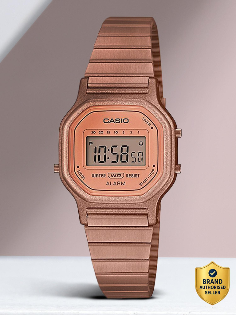 Vintage Dial Rose Gold Stainless Steel Band Digital Watch  - For Men & Women D217