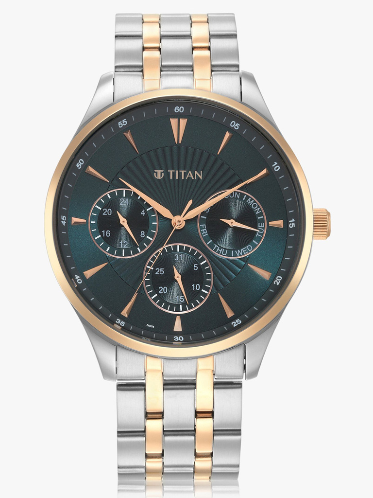 Titan 90127KM02 Titan Opulent Lii Multifunction TealGreen Dial TwoToned SS Strap Analog Watch  - For Men