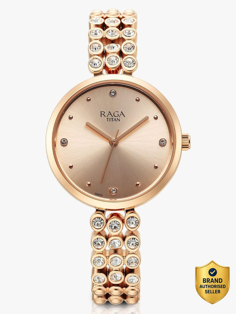 Titan Raga Showstopper RoseGold Dial RoseGold MetalStrap Analog Watch  - For Women NT95262WM01,95262WM01,NU95262WM01