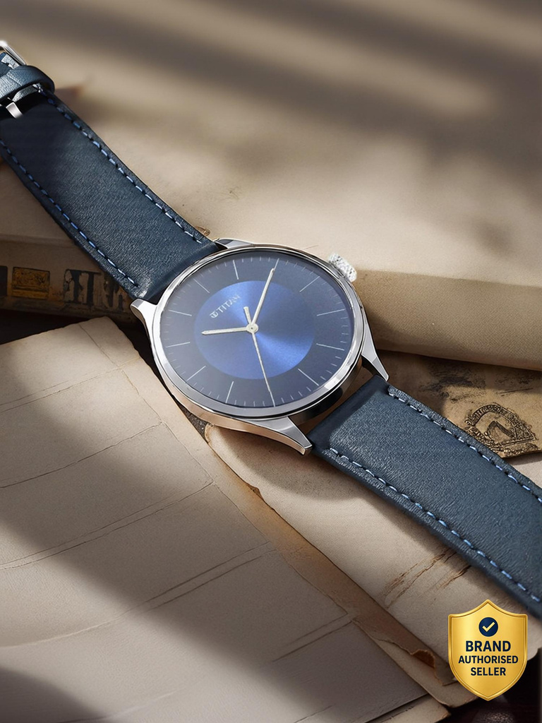 Titan Workwear Midnight Blue Dial Blue LeatherStrap Analog Watch  - For Men NP1802SL06