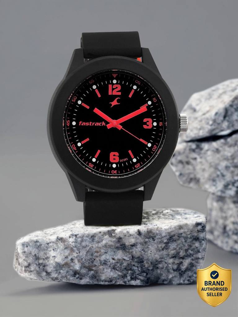 Fastrack 38003PP05 Fastrack Tees Black Dial Black Silicone Strap Unisex Analog Watch  - For Men & Women