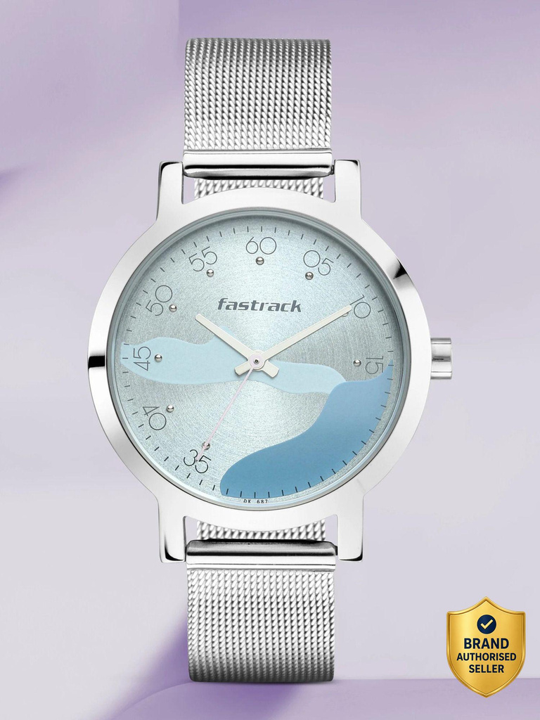 Fastrack NP6222SM02 Fastrack Bare Basics Blue Dial Silver Stainless Steel Strap Analog Watch  - For Girls
