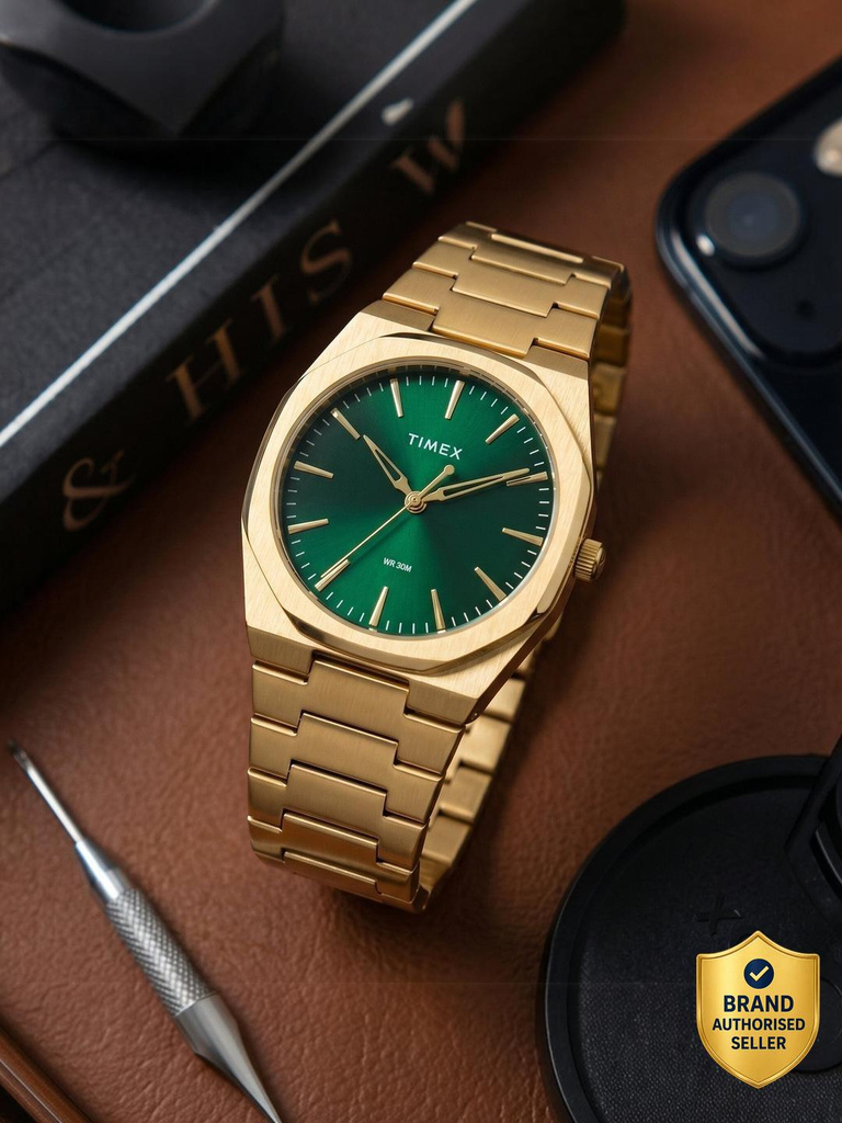 timex green dial analog watch men