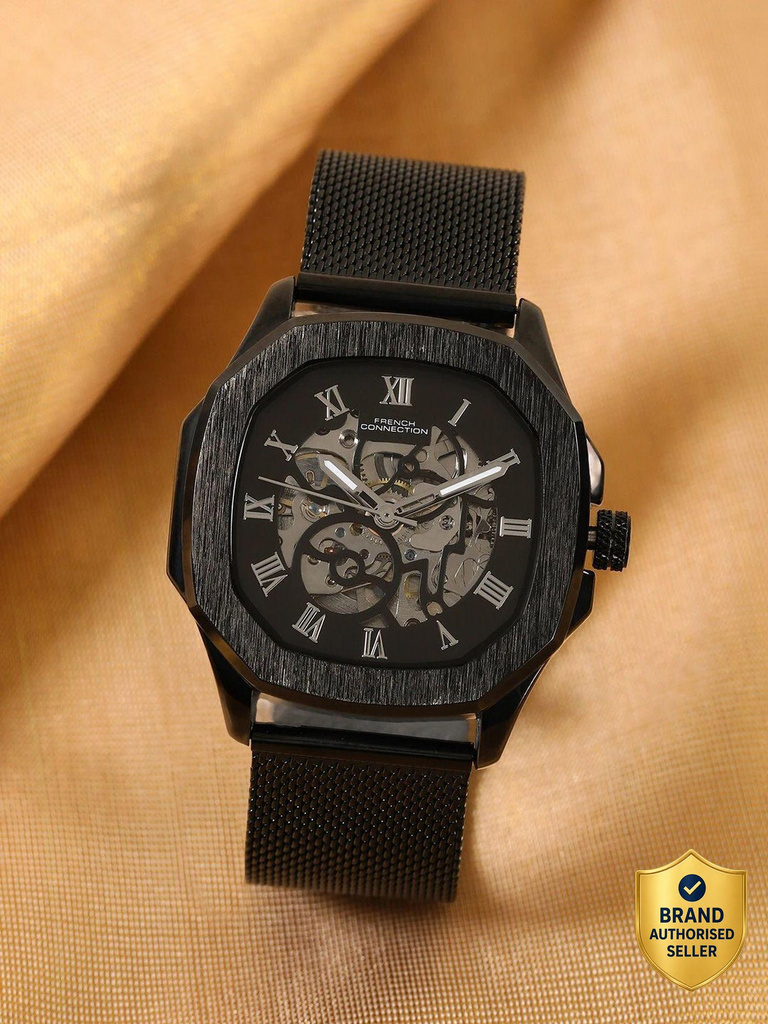 French Connection Automatic Black Skeleton Dial | Automatic Watch for Men's | FCA05-1 Analog Watch  - For Men