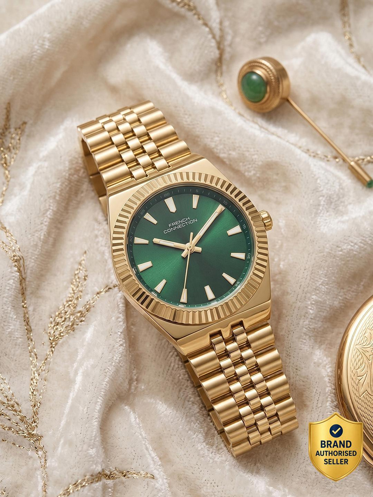 French Connection | 3 Hands | Green Dial | Stainless Steel Strap | FCN0212GM Analog Watch  - For Women FCN0212GM