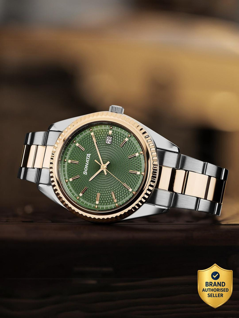 sonata festive 2 0 quartz green round dial men s watch analog men