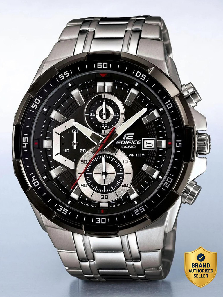 Edifice EFR-539D-1AVUDF Black Dial Silver Stainless Steel Band Analog Watch  - For Men EX191