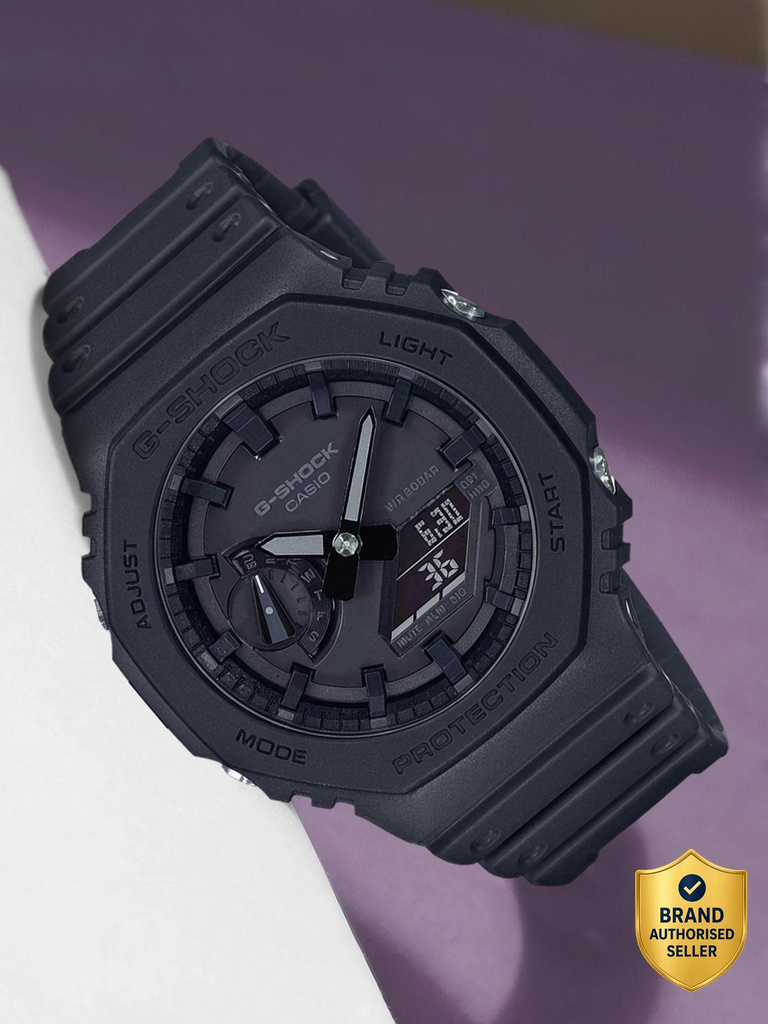 casio ga 2100 1a1dr g shock black dial resin strap analog digital watch men