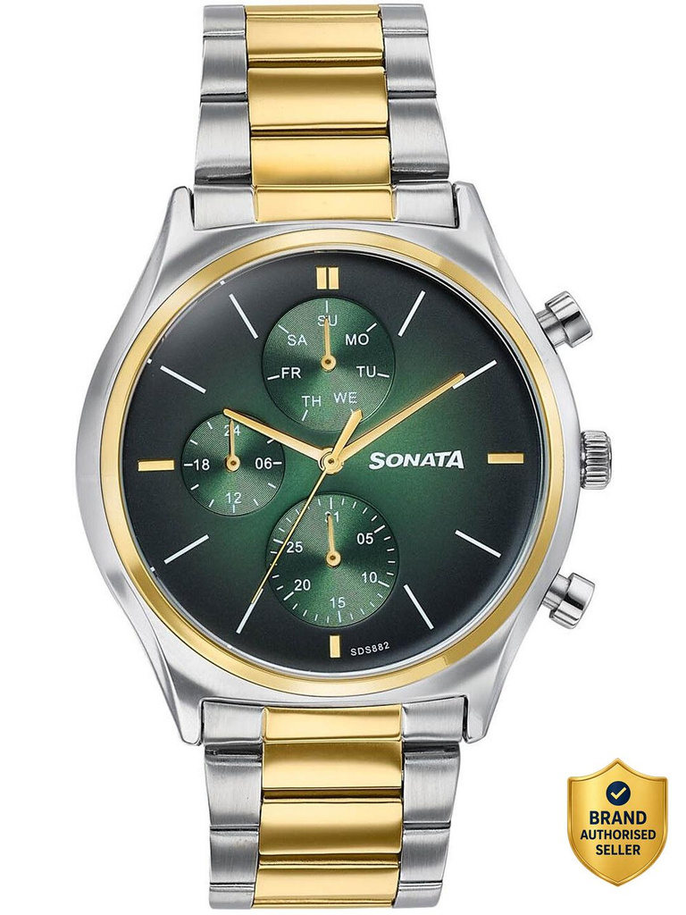SONATA Festive 2.0 Ph II Sonata Festive 2.0 Quartz Green Dial IPG+SS Sheet metal Strap Analog Watch  - For Men