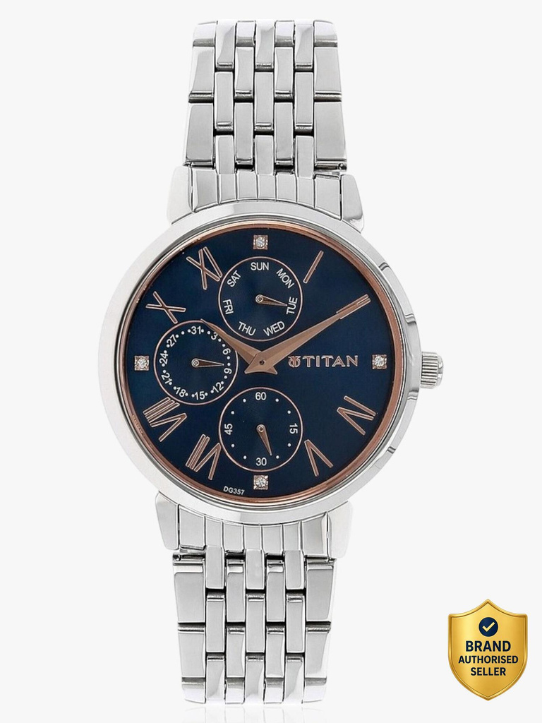 Titan Titan Workwear Multifunction Blue Dial Silver Stainless Steel Strap Analog Watch  - For Women