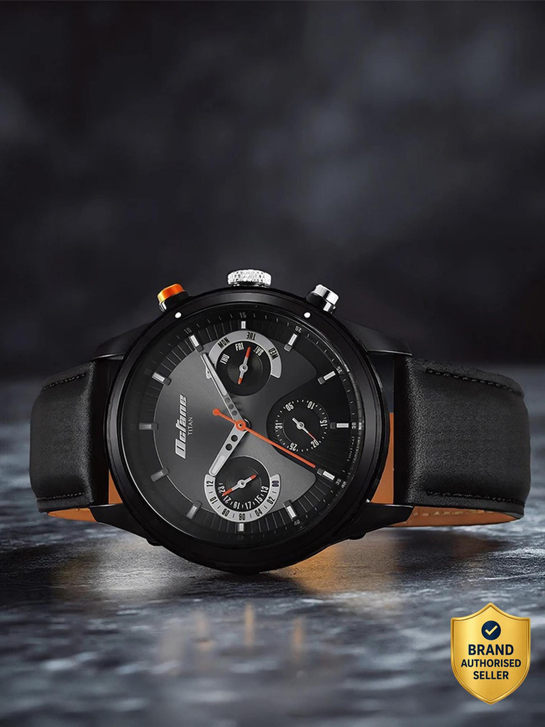 Titan Titan Octane Multifunction Black Dial Black LeatherStrap Analog Watch  - For Men