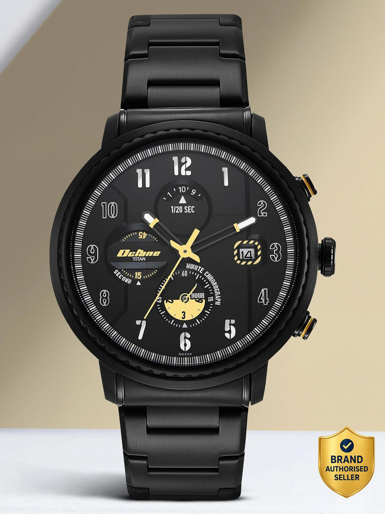 Titan Titan Octane Aerobatics Chronograph Black Dial Black SS Strap Analog Watch - For Men
