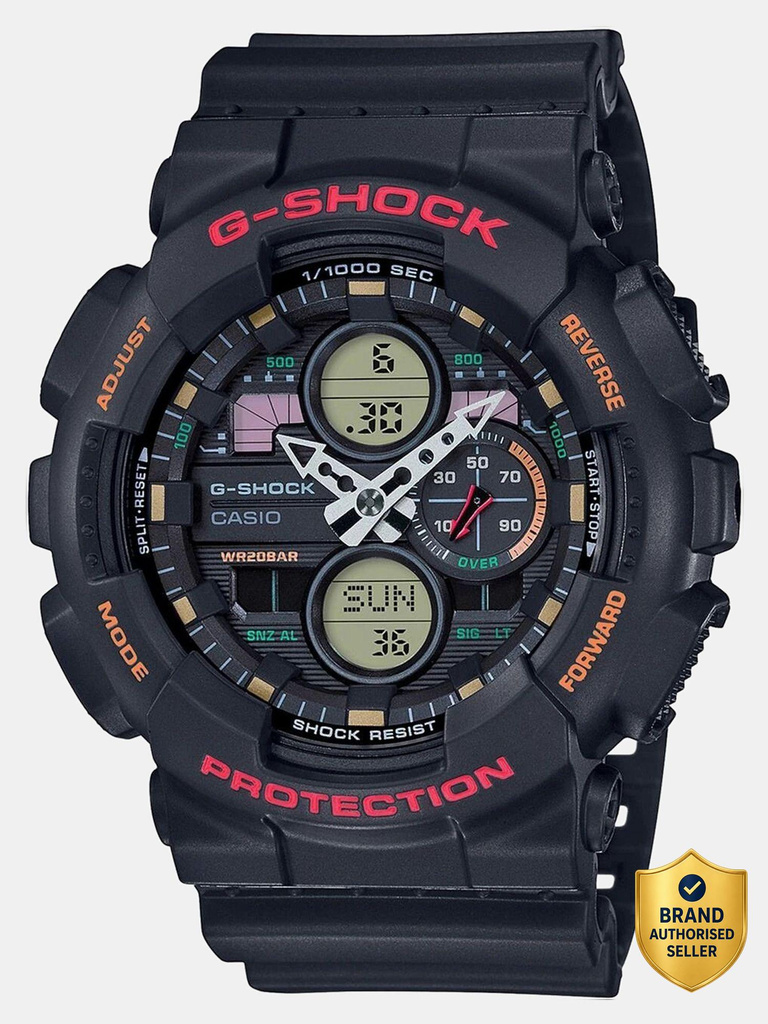 CASIO GA-140-1A4DR G-SHOCK GA-140-1A4DR Black-Red Dial Resin Strap Analog-Digital Watch  - For Men