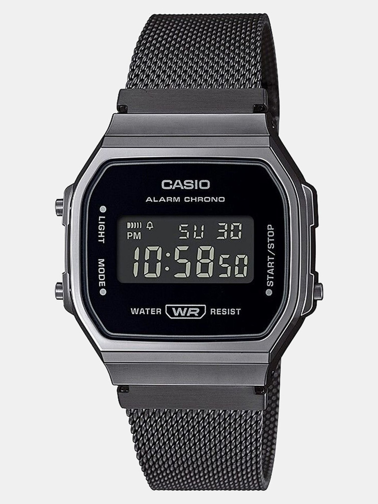CASIO A168WEMB-1BDF Vintage Black Dial Silver Stainless Steel Band Digital Watch  - For Men & Women
