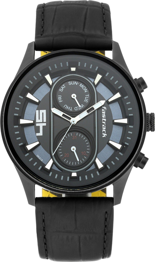 Fastrack Fastfit Multifunction Black Dial Black LeatherStrap Analog Watch  - For Men NT3224NL01,OB16PP58W,3224NL01,NU3224NL01