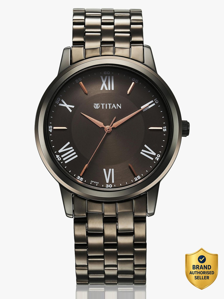 Titan Karishma Anthracite Dial Grey Metal Strap Analog Watch  - For Men NT1899QM01,NU1899QM01