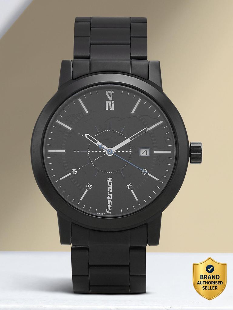 Fastrack NP3245NM01 Fastrack Tripster with Date Black Dial Black Stainless Steel Strap Analog Watch  - For Men