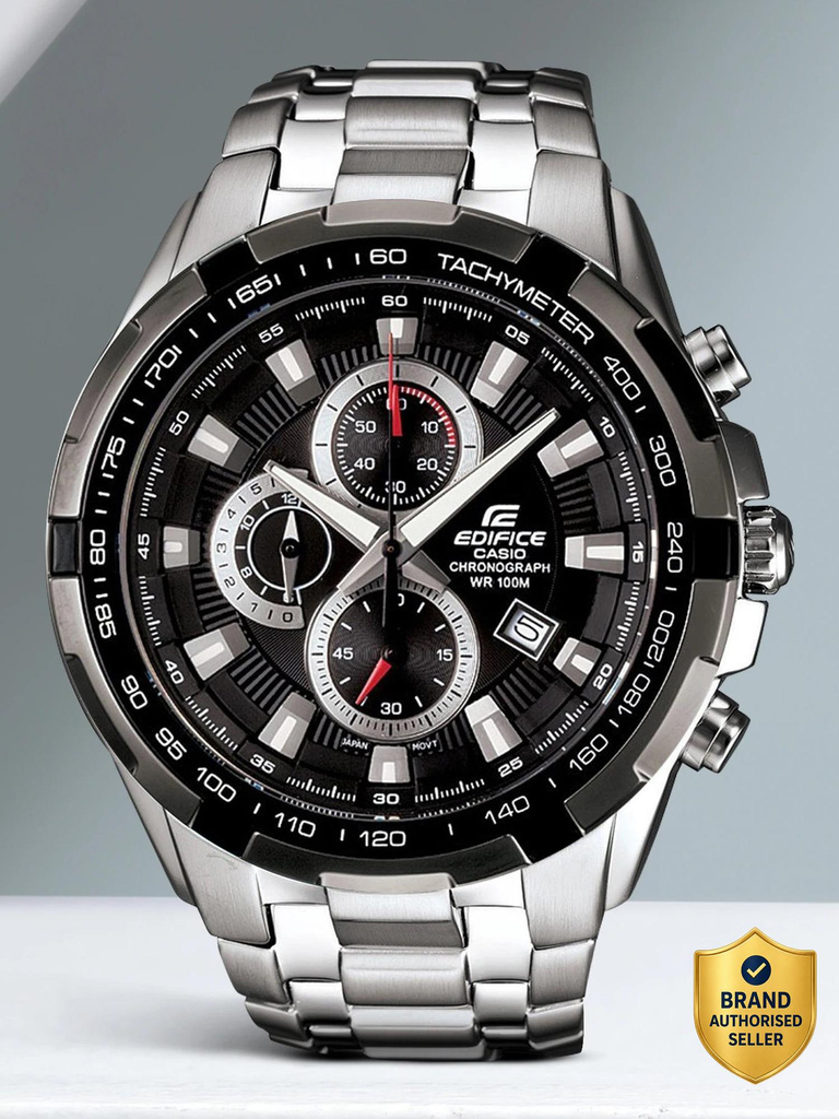 Edifice EF-539D-1AVUDF Black Dial Silver Stainless Steel Band Analog Watch  - For Men ED369