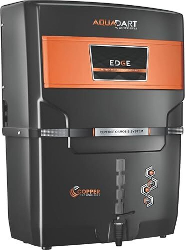 aquadart ro water purifier copper charge technology black 12 l uv uf minerals