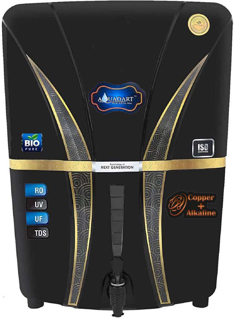 Copper RO Water Purifier Fully Automatic + TDS Controler With Goodness Of Copper 12 L RO + UV + UF + Copper + TDS Control Water Purifier (Black)