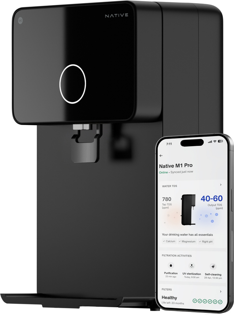 NATIVE By Urban Company M1 Pro 7 L RO + UV + Alkaline + Minerals Water Purifier Smart Real-Time Tracking 10-Stage Smart No Service for 2 Years