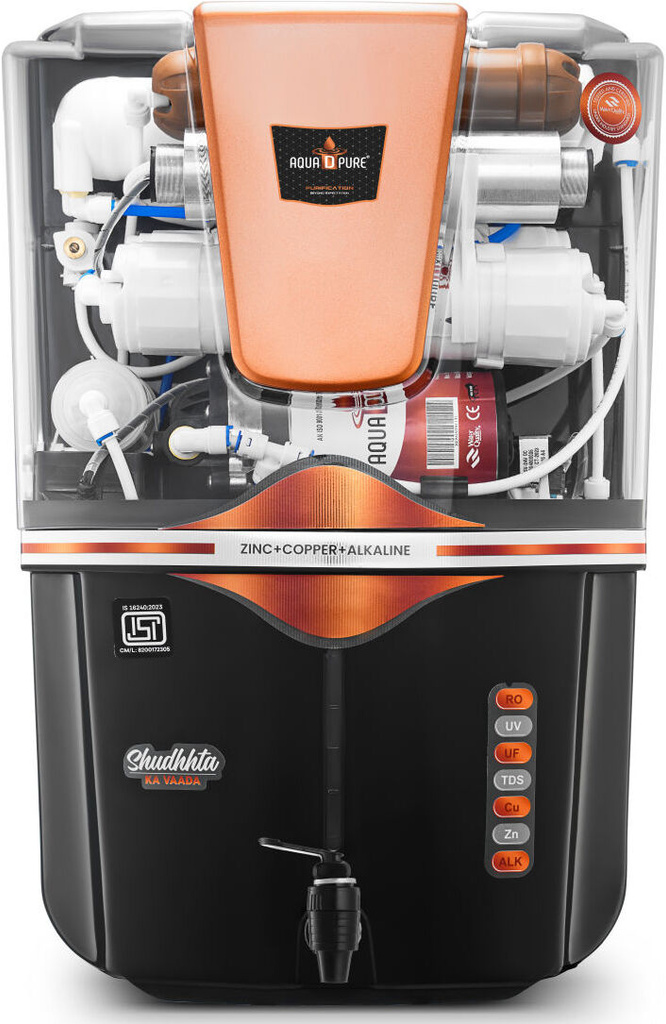 AquaDpure Copper + Alkaline RO Water Purifier Suitable for all type water supply 12 L RO + UV + UF + Copper + TDS Control Water Purifier