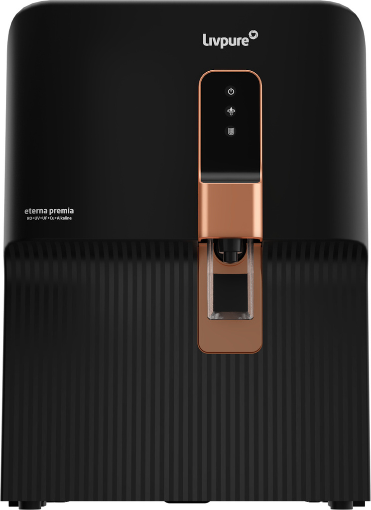 livpure liv eterna premia 7 l ro uf uv copper alkaline mineralizer water purifier no service cost 2 years 10 stage advanced purification suitable all borewell tanker municipality