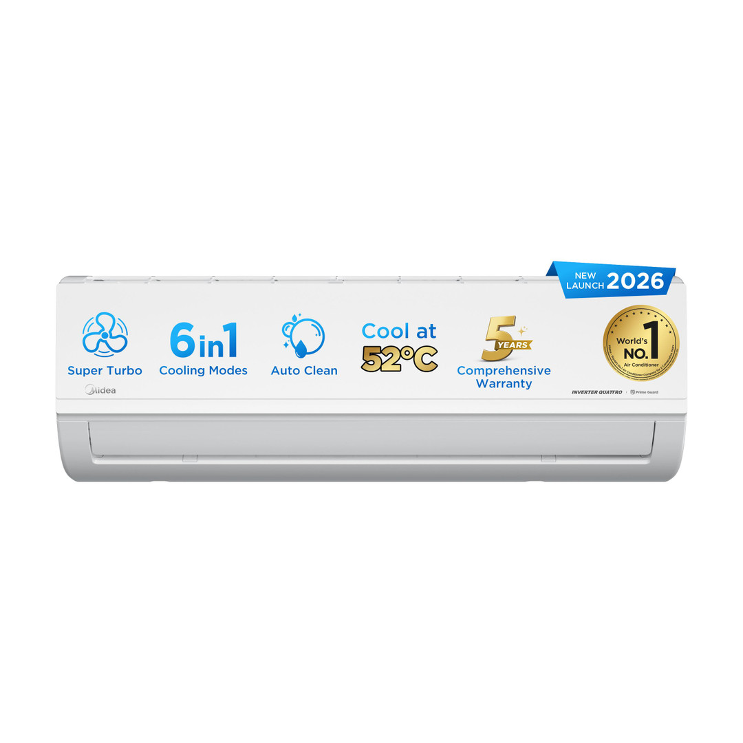 Midea 2026 Model 1.5 Ton 5 Star Split Inverter Convertible 6-in-1 with Auto Intelligence,Turbo Mode for Faster Cooling, Auto Defrost Clean and HD & PM