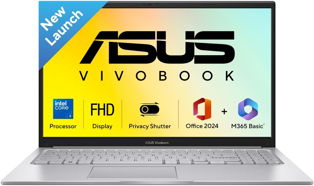 ASUS Vivobook 15 (2026) Intel Core 3 100U - (8 GB/512 GB SSD/Windows 11 Home) X1504VAP-IN005WS Thin and Light Laptop 15.6 inch, Cool Silver, 1.7 kg, W