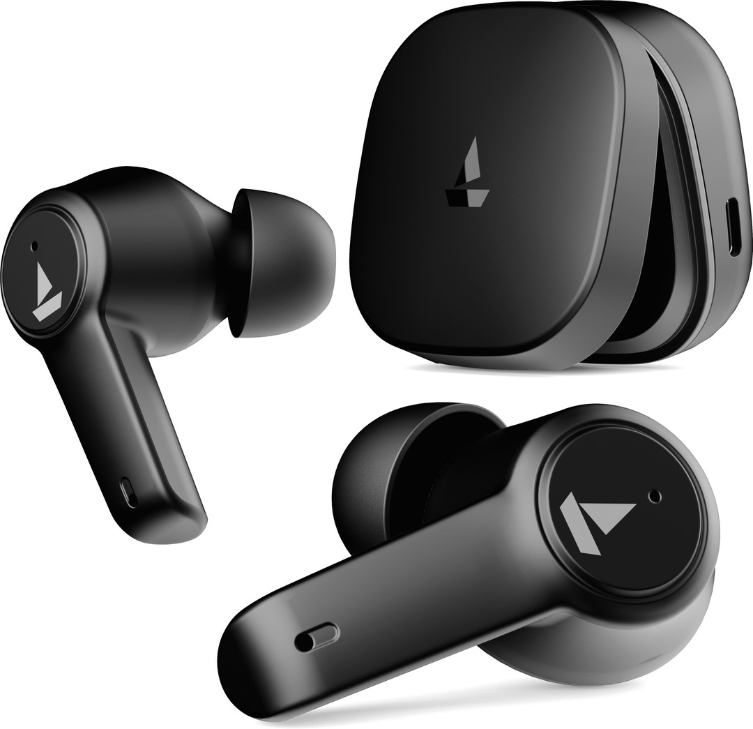 boAt Airdopes 411ANC with upto 17.5 Hours Playback and ASAP Charge Bluetooth Headset Black Storm, True Wireless