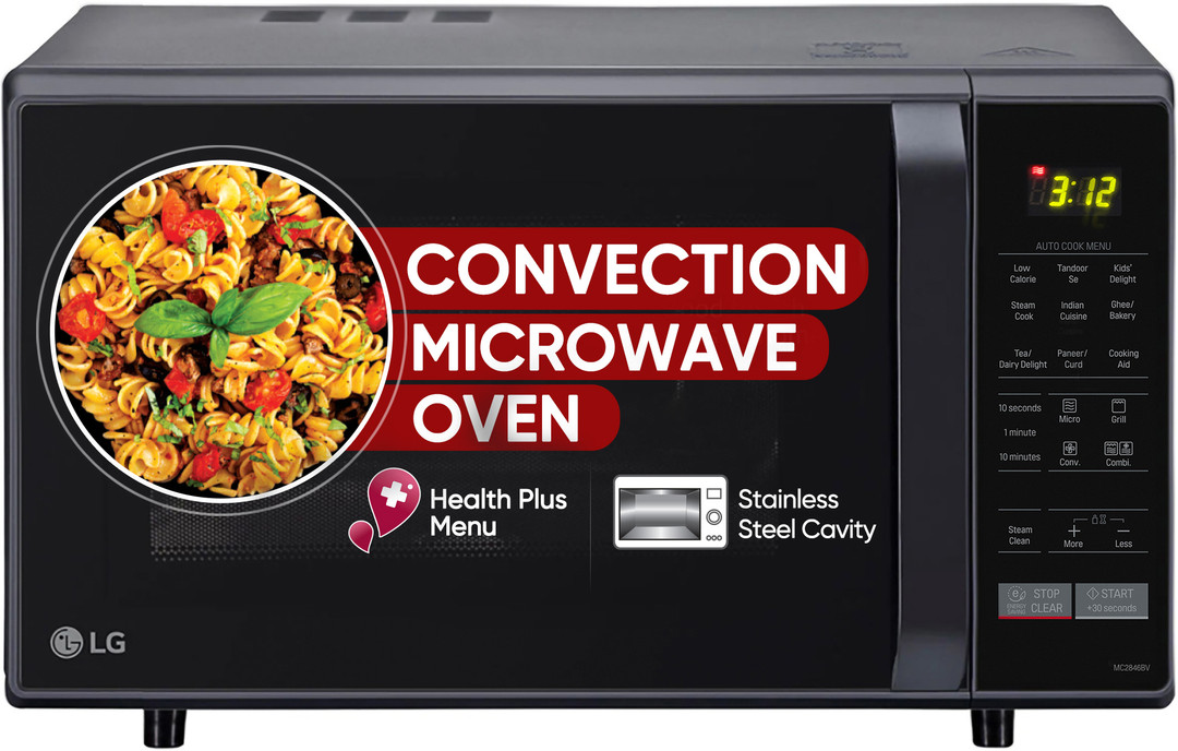 LG 28 L 251 Health Plus Menu, Ghee in 12 mins and Quartz Heater Convection Microwave Oven MC2846BV, Black