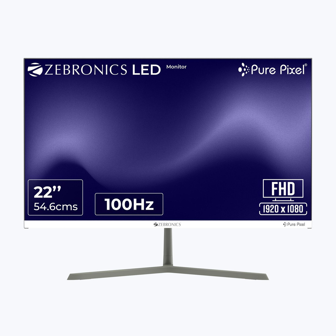 ZEBRONICS A Series 54.6 cm (22 inch) Full HD LED Backlit VA Panel with Anti-Glare Screen, Ultra Slim, Bezel-Less Display, 250nits Brightness, HDMI & V