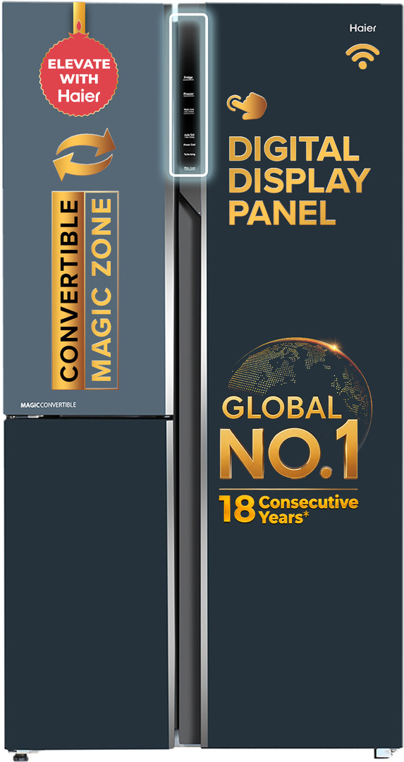 Haier 598 L Frost Free Side by Side 3 Star Convertible Refrigerator with Expert Inverter Smart Sense AI enabled 3-Door , 3 Star ,(Magic Convertible Zo