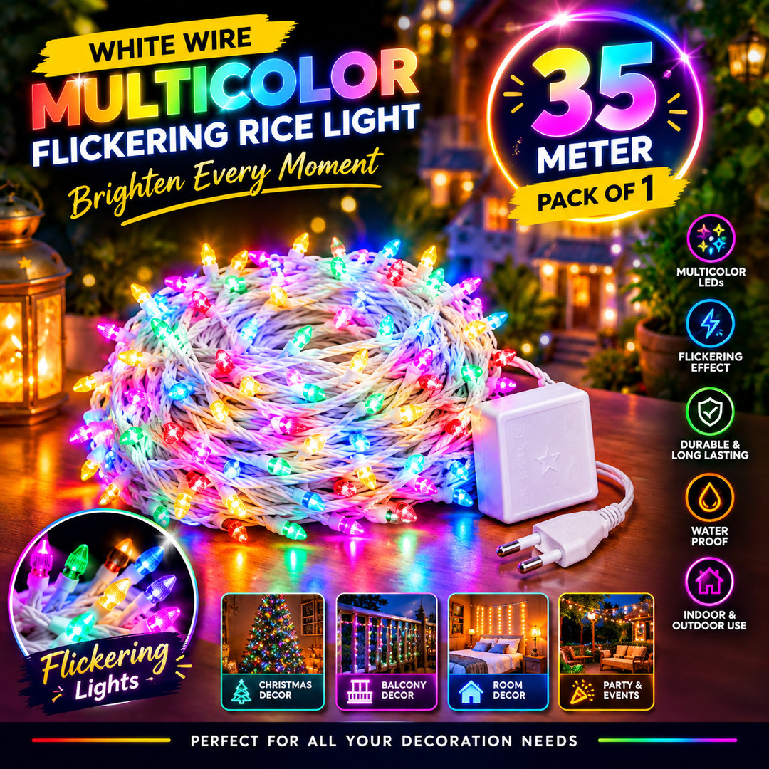 diwalilights 220 LEDs 35 m Multicolor Color Changing, Flickering, Steady String Rice Lights Pack of 1