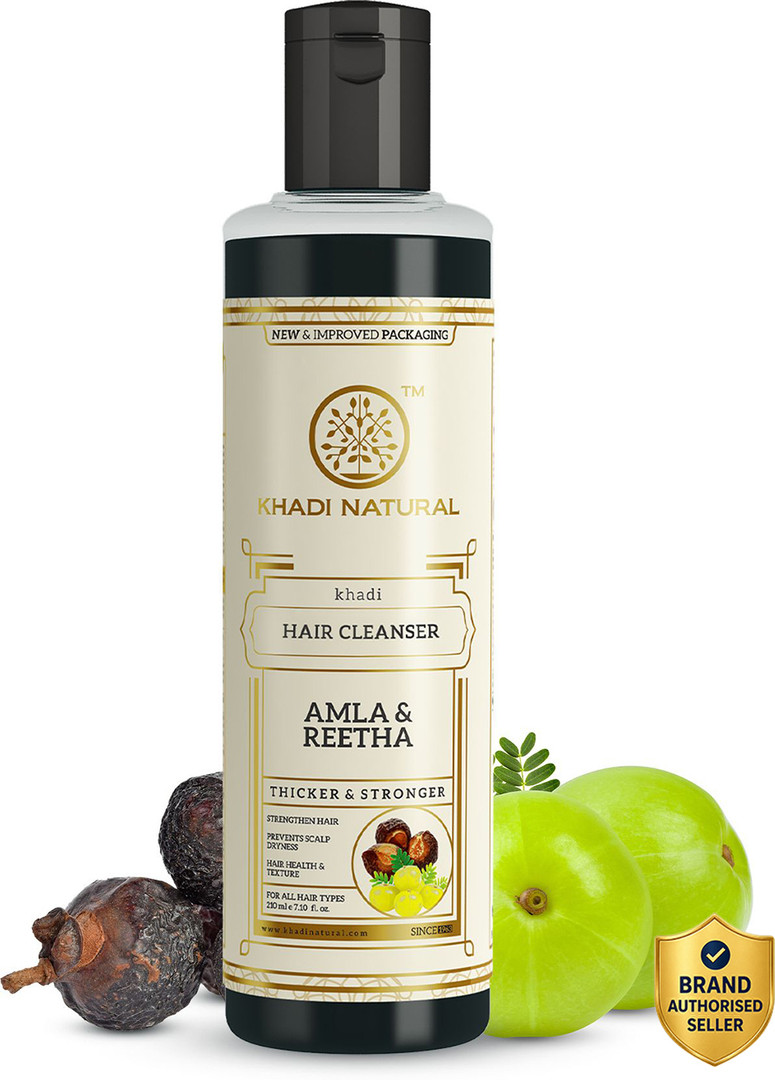 KHADI NATURAL Amla & Reetha Hair Cleanser Shampoo for Healthy Hair Care 210 ml