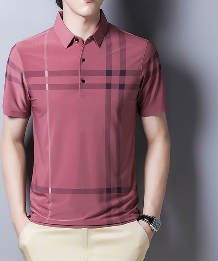 Price History of AUSK Men Striped Polo Neck Cotton Blend