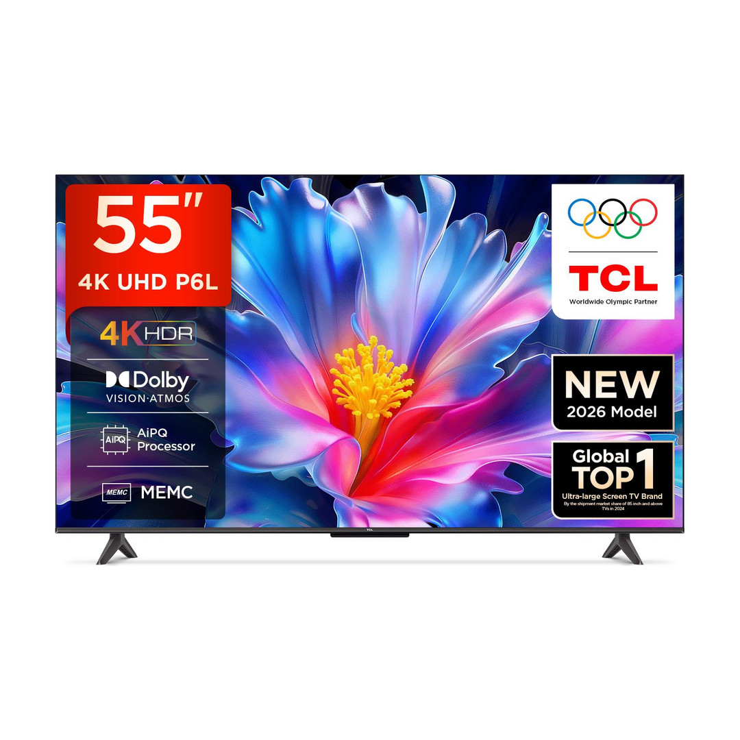Tcl P6l 138 Cm 55 Inch Ultra Hd 4k Led Smart Google Tv 2026 Edition Memc Dolby Vision-atmos Aipq Processor Game Master Hva Panel & Metallic Bezel-less