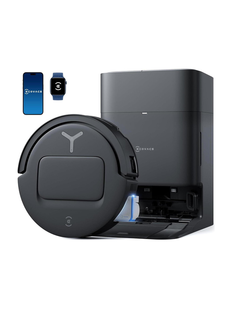 ECOVACS T80 Omni Black Robotic Floor Cleaner with 2 in 1 Mopping and Vacuum, Anti-Bacterial Cleaning, Reusable Dust Bag (WiFi Connectivity, Google Ass