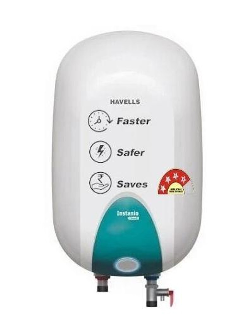 HAVELLS 25 L Storage Water Geyser | 4 Star BEE Energy Rating | Glassline Tanked (Instanio Prime, White, Blue) White, Blue