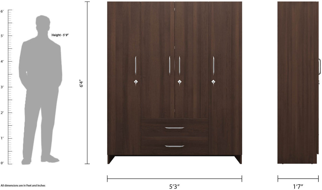 Crystal Furnitech Aspire Engineered Wood 4 Door Wardrobe Price In