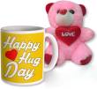 Photogiftsindia Happy Hug Day With Red Heart Coffee Mug And Teddy Chocolate Combo Valentine Gift Set