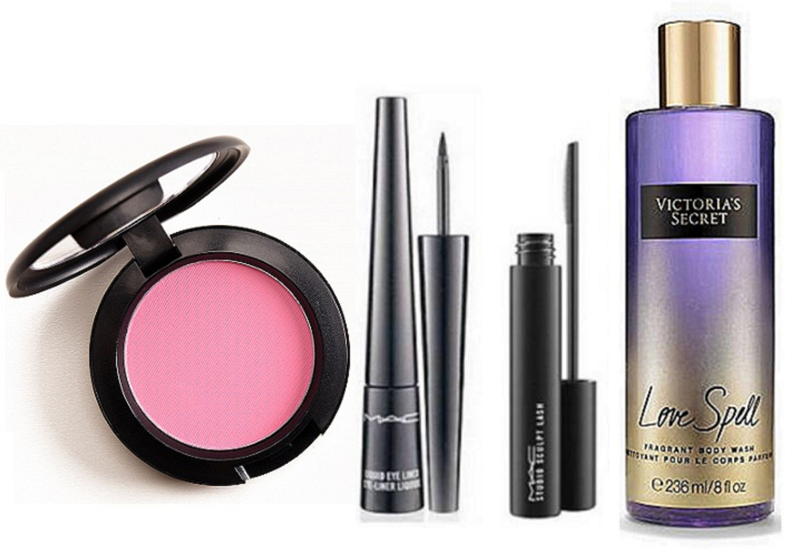 M A C Cheeky Glow Blush With Eyeliner Mascara Victoria S Secret Body Wash Love Spell Price In India Buy M A C Cheeky Glow Blush With Eyeliner Mascara Victoria S Secret Body Wash Love