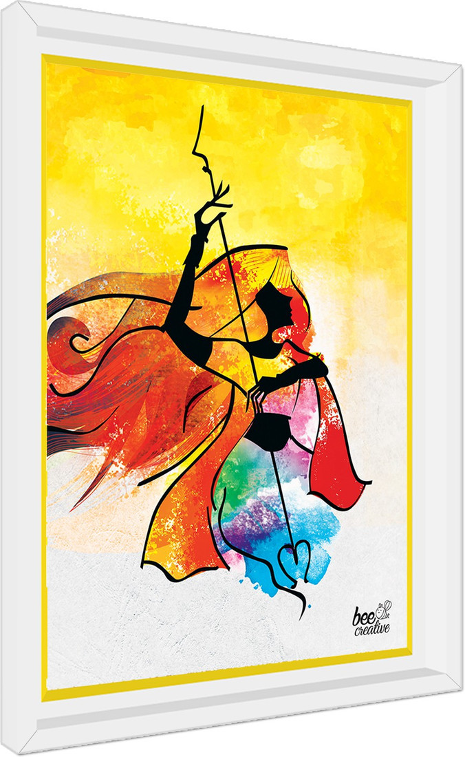 Bee Creative Maa Durga 25 17 Inches White Framed Art Ink 25 Inch