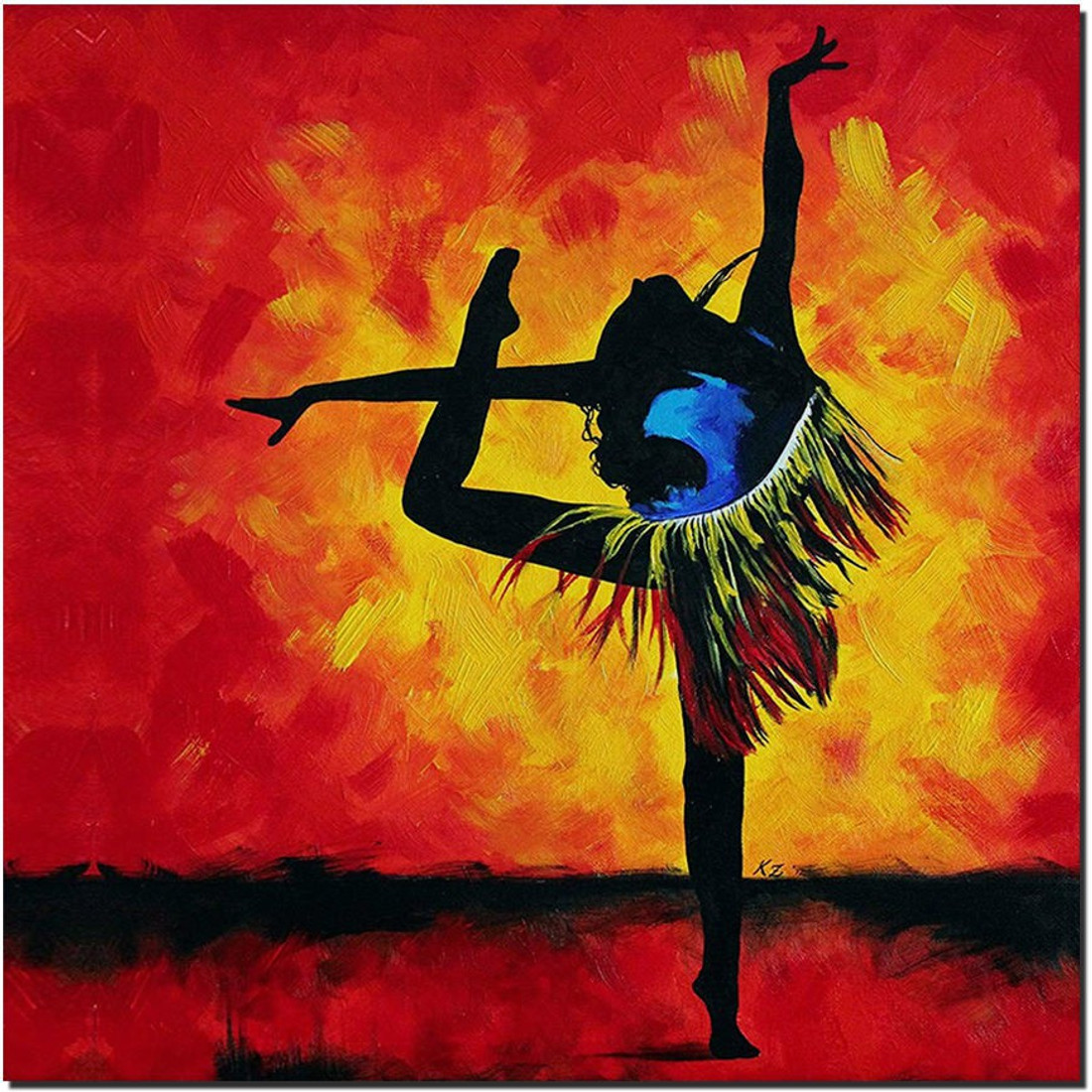 Style Crome Traditional Girl Dance Canvas Paintings Wooden Framed