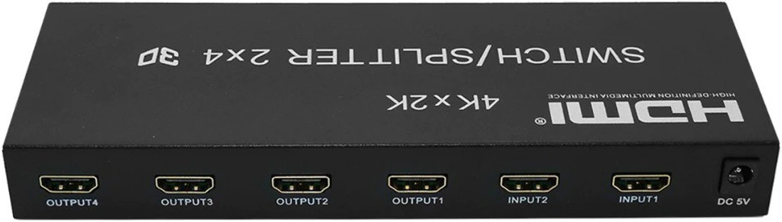 Andtronics Hdmi 2x4 Matrix Audio Extractor Hdmi Switch Splitter Converter Switcher With Remote Control 2 In 4 Out 4k 3d 1080p V1 4 Media Streaming Device Andtronics Flipkart Com