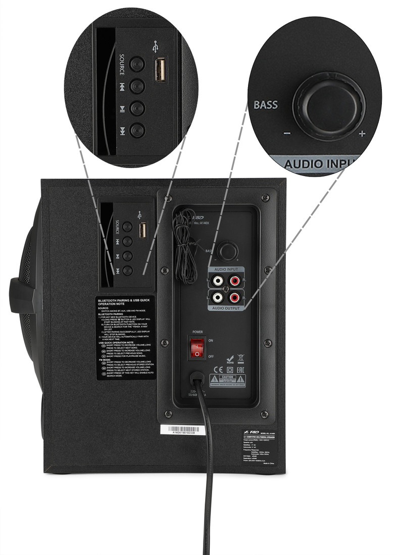 f&d a140x 37 w bluetooth home audio speaker