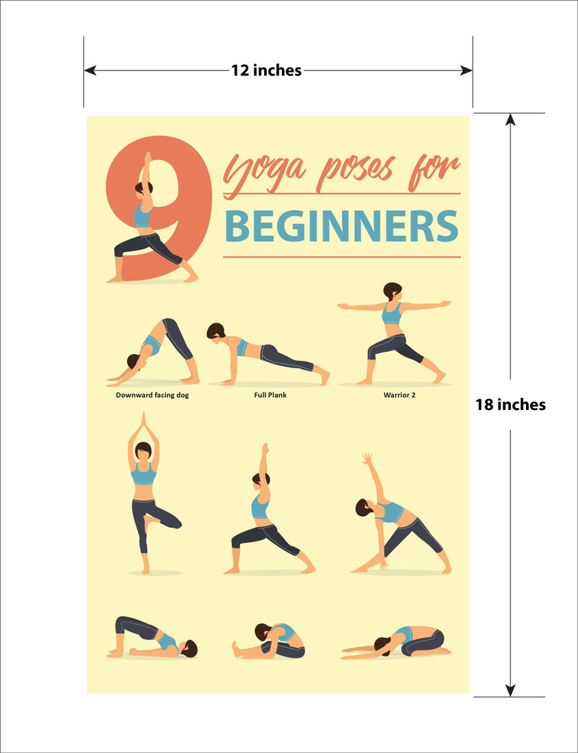Poster 9 Simple Yoga Poses For Beginners 12x18 Inches Fine Art Print Educational Quotes Motivation Decorative Religious Posters In India Buy Art Film Design Movie Music Nature And Educational