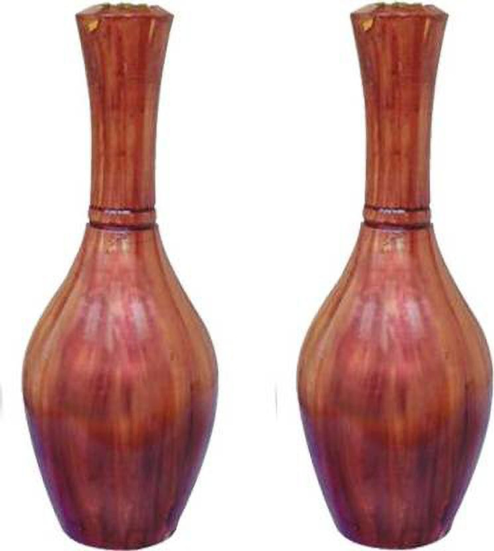 Casakrafts Wooden Two Flower Vases For Table Top And Wall Shelves