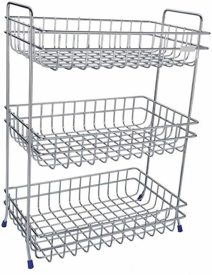 Easymart Stainless Steel 3 Layer Onion Potato Stand For Kitchen Fruit Vegetable Stand Storage Trolley Steel Kitchen Rack Fruits Vegetables Kitchen Rack Price In India Buy Easymart Stainless Steel 3 Layer Onion