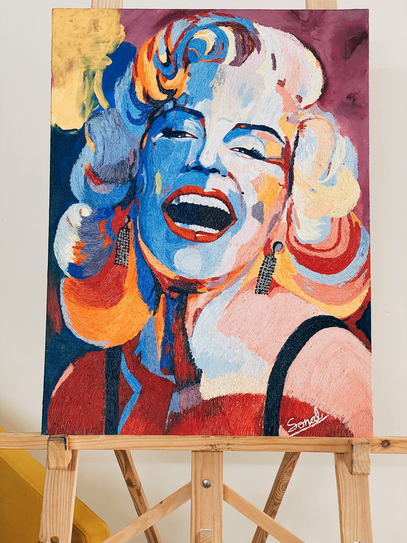 Wegoartgallery Marilyn Monroe Acrylic Colour Poster On Canvas